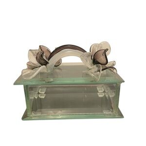 Nagel Beveled Glass Hand Blown Floral Jewelry Trinket Box Vintage